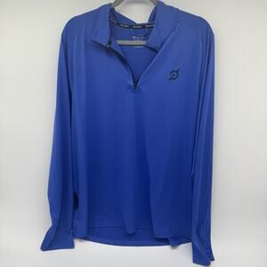 Peloton Mens Blue Long Sleeve Zip Pullover Top XL Polyester Blend Athletic